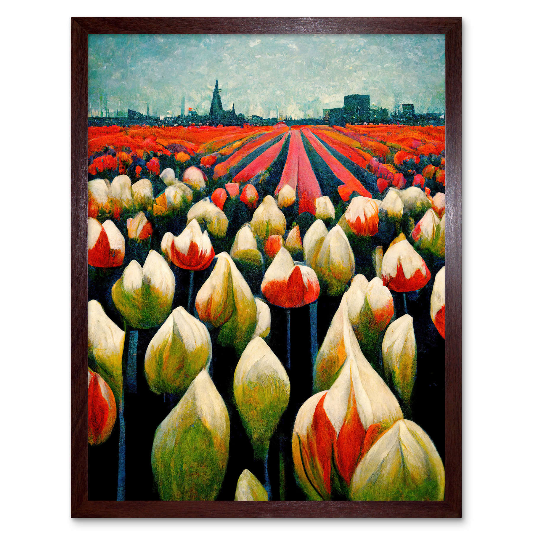 Tulip Fields Amsterdam Modern Art Print Framed Poster Wall Decor 12x16 ...