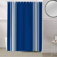 thumbnail image 5 of Fabric Shower Curtain White Stripes Geometric Blue Background Shower Curtains with 12 Hooks Waterproof Machine Washable Bath Curtains for Bathroom, 72 x 72in, 5 of 6