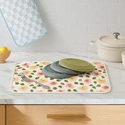 Printed Dish dry mat for Kitchen Counter 2 Pack Absorbent Reversible Drying Mats Microfiber Kitchen Countertop Protector Dishes Drying Pad Extra Large 18x24 Dish Mat