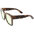 thumbnail image 3 of Bold Horn Rimmed Sunglasses Thick Arms Colored Mirror Square Lens 58mm (Tortoise / Pink Mirror ), 3 of 4