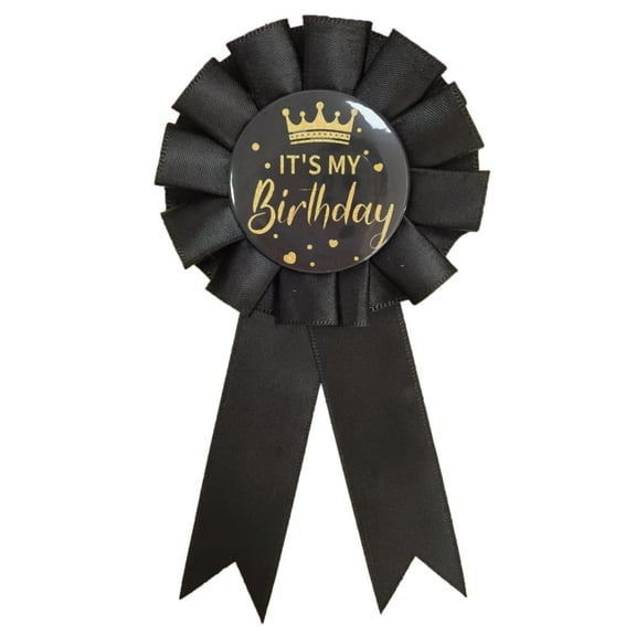 Birthday Ribbon Badge Brooch Party Decorations Black