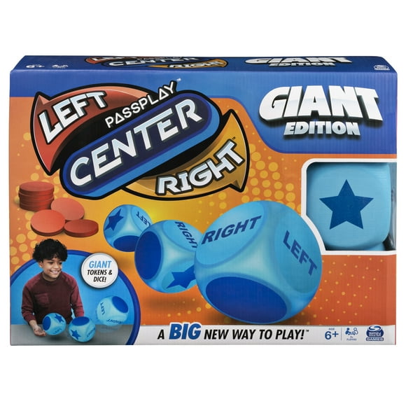 Spin Master Games, Left Center Right Giant Edition, Family Game for Indoor & Outdoor Fun with Big Oversized Board, for Family and Kids, 2-4 Players, Ages 6 & Up