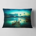 thumbnail image 2 of Designart Wooden Jetty and Boat in Sea - Seascape Throw Pillow - 12x20, 2 of 5