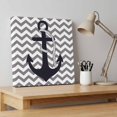 thumbnail image 4 of Ships Next Day Canvas Wall Art 12"x12", Grey Zigzag Wood Framed Canvas Print Painting, Coastal Nautical Anchor Stripes Ready to Hang Small Picture Wall Decor for Home Kitchen Dining Room Office, 4 of 9