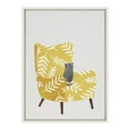 thumbnail image 3 of Kate and Laurel Sylvie 5 Mustard Chair Framed Canvas Wall Art by Planet Cat, 18x24 White, Modern Simple Living Room Chair with Animal Art for Wall Decor, 3 of 7