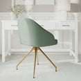 thumbnail image 6 of Martha Stewart Upholstered Stationary Office Chair in Sage/Polished Brass, 6 of 12