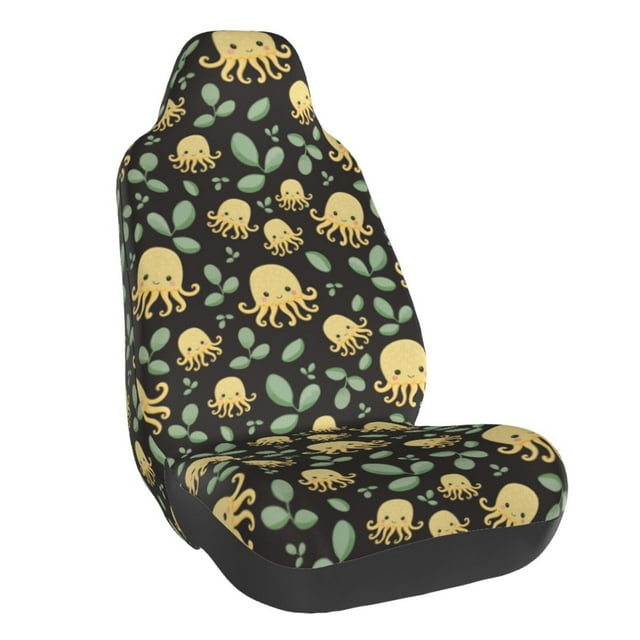 Wukai Octopuses And Leaves Full Set Car Seat Covers with Soft Padding Universal Auto Front Seats Protector and Cushion Mat