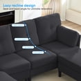 thumbnail image 5 of Puremind U Shaped Sofa, Upholstered Sectional Couch with Movable Ottoman, Modern 4 Seat Sofas and Couches for Living room/Apartment, Dark Gray, 5 of 10
