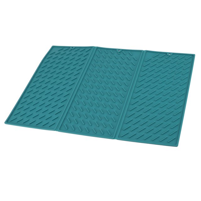 Trifold Dish Drying Mat, Silicone Dish Drying Mat For Kitchen Counter, Heat & Cold Dishes Drainer Mats, 24 X 15.7in Large Drying Pad For Countertop, Rack And Under Sink
