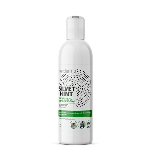 Nexderma Mint Antiseptic and Antifungal Hypoallergenic Medicated Mint Shampoo for Dogs & Cats, Tearless Pet Shampoo for Allergies, Dry, Itchy,& Sensitive Skin, Promotes Healthy Skin & Coat - 4oz
