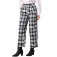 thumbnail image 4 of INSPIRE CHIC Plaid Pants for Women Business Casual Back Elastic Waist Straight Slacks Work Trousers with Pockets XL Plaid Black White, 4 of 6