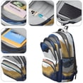 thumbnail image 4 of Blue Gold Marble Backpack for School,Cute School Bag,Schoolbag with Adjustable Shoulder Straps & Padded Back,16.9 Inch, 4 of 5