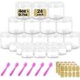 thumbnail image 1 of 4OZ Slime Containers with Lids + 20 Gram Round Samples Jars (Set of 24)- Empty Small Plastic Containers with Lids for Slime, Lip Scrub, Lotions, Body Butters and Craft Storage Bonus Labels + Spatulas, 1 of 7