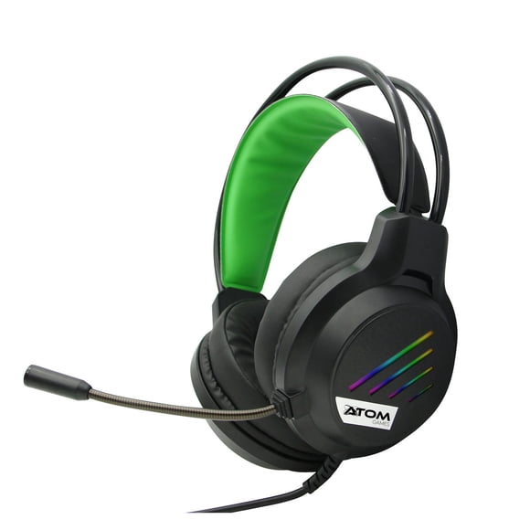 Audifonos Diadema Gamer Alámbricos Atom Games Verde