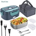 thumbnail image 2 of 220V 110V 12V 24V Dual Use Home Car Electric Heating Lunch Box Leakproof Portable Food Warmer Heated Container Stainless Steel Lunch Box US Plug and Car Plug, 2 of 6