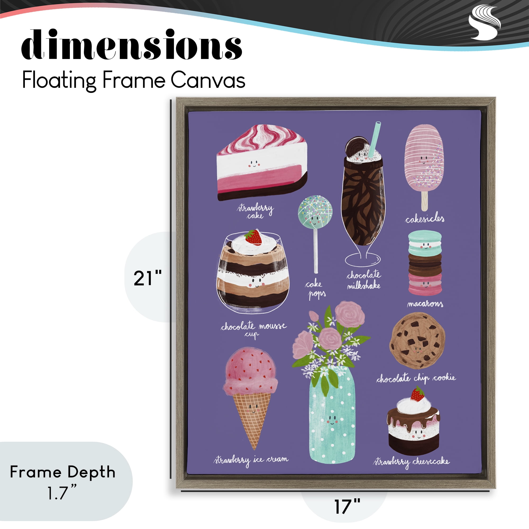 Stupell Industries Decadent Desserts & Flowers Brown Framed Floater Canvas Wall Art, design by Metka Hiti