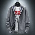 thumbnail image 3 of Ropa para hombre, cárdigan rojo con cremallera, suéteres de punto con cremallera para hombre, sudadera con capucha, chaqueta, abrigo, réplica de alta calidad, algodón grueso de invierno XA, 3 of 5