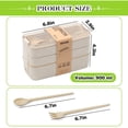 thumbnail image 2 of FNNMNNR Bento Box Stackable Bento Box,Lunch Box Kit With Spoon & Fork, 3-In-1 Compartment Whea-t Straw Meal Prep Containers,Leakproof Eco-Friendly Stackable Bento Lunch Box Meal(Beige), 2 of 5