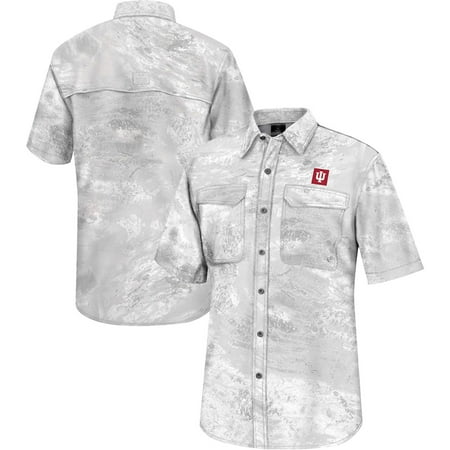 Men s Colosseum White Indiana Hoosiers Realtree Aspect Charter Full-Button Fishing Shirt