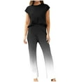 thumbnail image 1 of SDNall Womens Fashionable Casual Sleeveless Front Short Back Long Sleeveless Top And Pants Set, 1 of 9