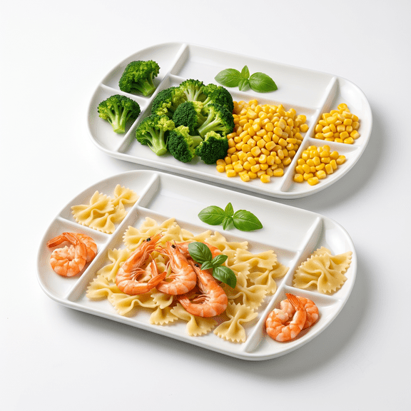 Porcelain Divided Dinner Plates, Portion Control Design, Set of 2, 13-Inch