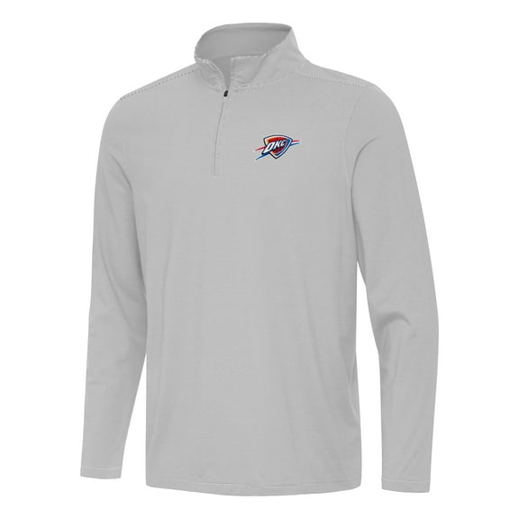 Men's Antigua Gray Oklahoma City Thunder Twine Quarter-Zip Top