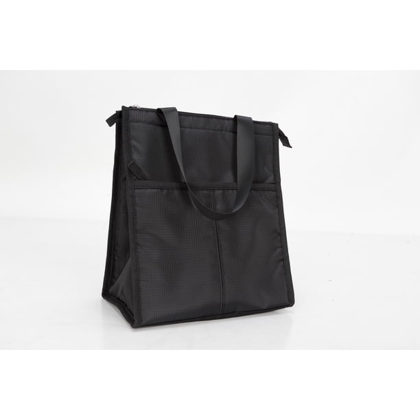 Mainstays Black Reusable Polyester Lunch Bag with Zippered Main