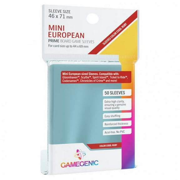 Game Genic GG1050 DP - Prime Mini European Sleeves, Ruby - Pack of 50