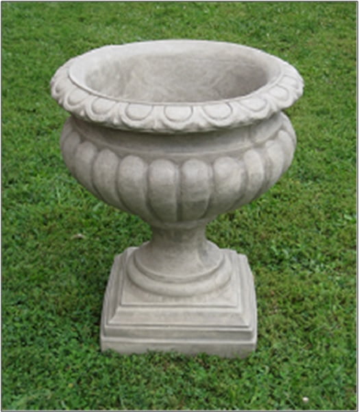 Set of 2 Old Stone Finished Outdoor Garden Fluted Urn Planters 27" by CC Outdoor Living