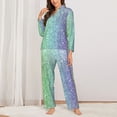 thumbnail image 3 of Wukai Beautiful Glitter Print Women's Pajama Set - Soft Long Sleeve Sleepwear for Comfort and Style-Small, 3 of 9