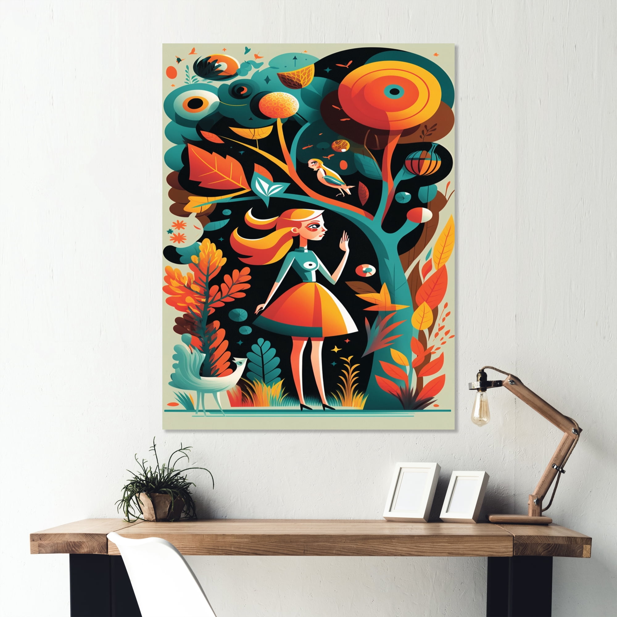 Designart Colorful Image Of Woman In The Woods Canvas Wall Art