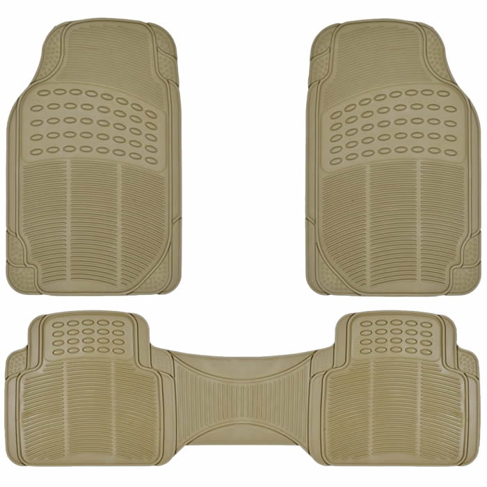 UAA 3pc All weather Front Rubber Car Floor Mats Back row Rear Runner