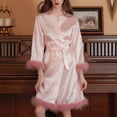thumbnail image 2 of HNMKIU Women's Plush Pattern Robe for Women Bridal Dressing Gown Wedding Makeup Kimono Bathrobe for Bride and Bridesmaids Pink,XXL, 2 of 3