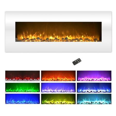 Somerset Home 50-inch Electric Fireplace with 10 LED Color Options (White)