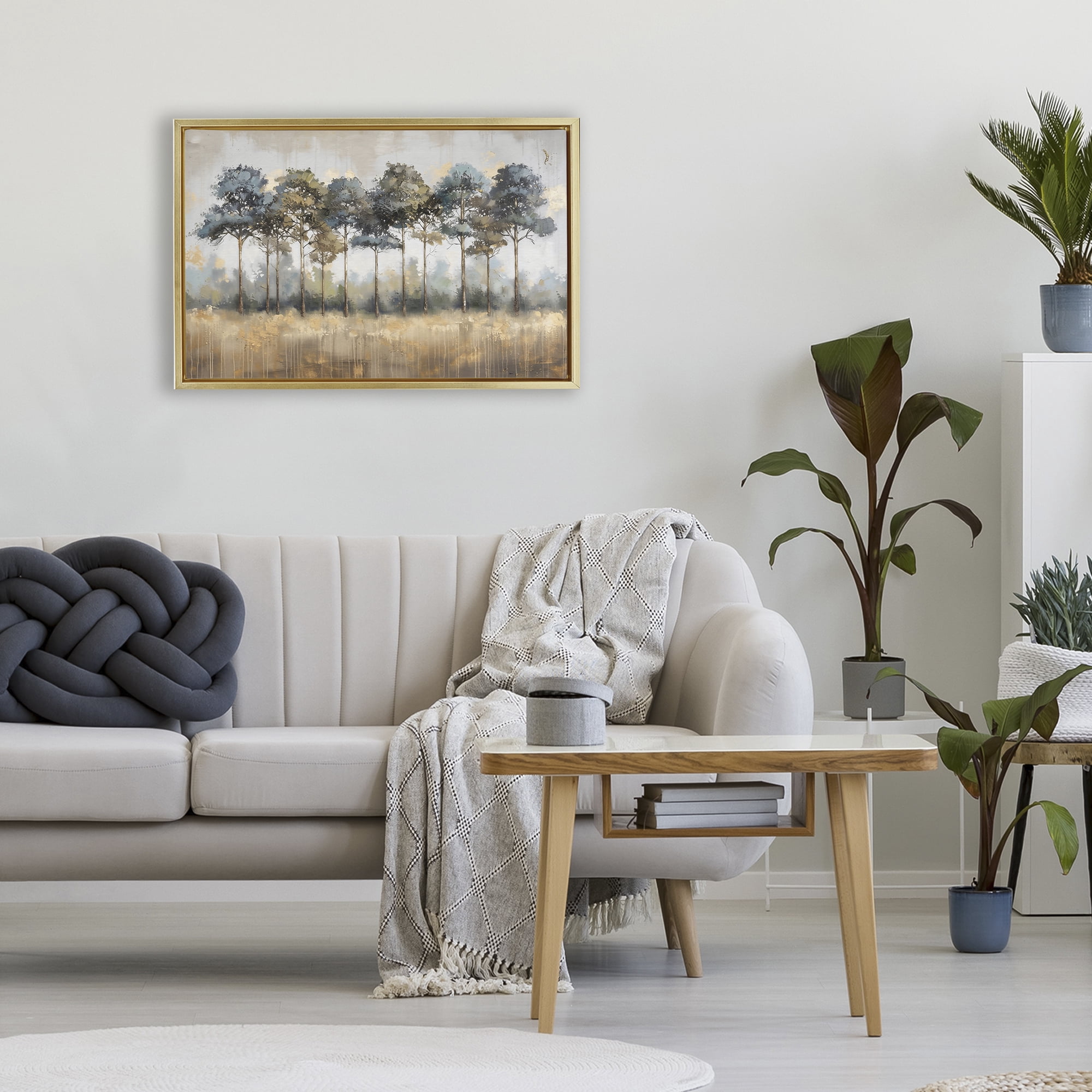 Stupell Industries Green & Blue Forest Grove Gold Framed Floater Canvas Wall Art, design by Creative Studio