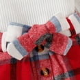 thumbnail image 6 of EnJoCho Kids Fall Outfit Toddler Girls Ruffles Long Sleeve Ribbed T Shirt Tops Plaid Prints Bow Tie Skirt Outfits Little Child Trendy Fall Winter Clothing Set, 6 of 9