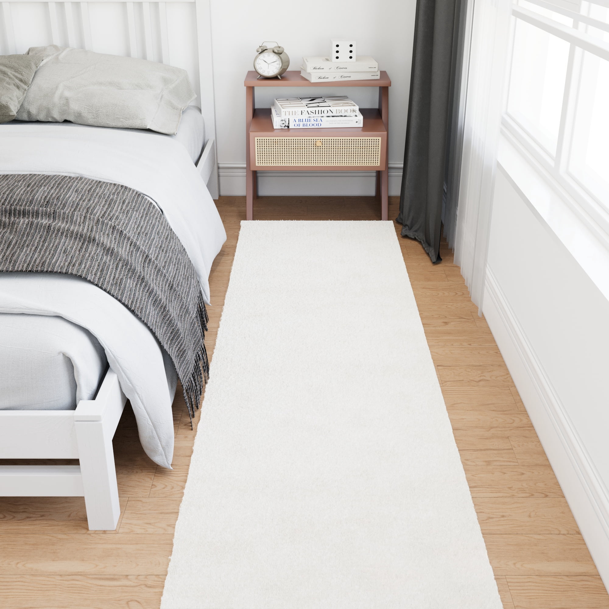 Ottomanson Aisle Runner Rug 1'11.6" x 29' – Non-Slip Plush Extra Long Indoor Runner, White