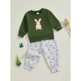 thumbnail image 3 of aturustex Little Boys Girls 2pcs Easter Tracksuits Outfits 6M 12M 18M 2T 3T 4T Toddler Baby Long Sleeve Sweatshirt Rabbit Patch Pullovers Crew Neck Buts Kids Daily Spring Fall Jogger Clothes, 3 of 8