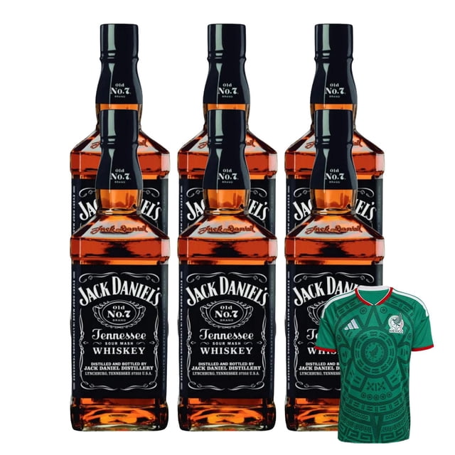 6 Whisky Jack Daniels 700 ml + Jersey Verde