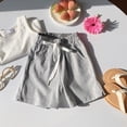 thumbnail image 2 of GiLiling Girls Casual Knit Shorts, Elastic Waist Drawstring Side Pockets Comfy Summer Shorts for Kids Active Wear (Grey, 11-12 Years), 2 of 6