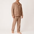 thumbnail image 6 of LWFFDAW Mens Fleece Pajamas Set Flannel Long Sleeve Collar Button Up Sleepwear and Elastic Waist Bottoms Winter Thick Warm Homewear Pjs Sets for Men, 6 of 10