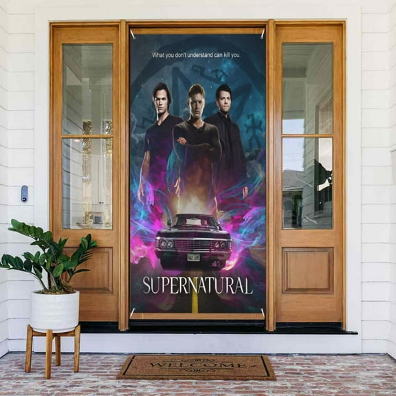 Door Cover Decoration Banner Supernatural Hanging Banner Backdrop Tapestry Outdoor Home Party Decor 72.8 x 35.4 Inch