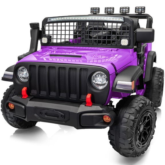 Hikiddo 24V 2 Seater Ride on Car, 4WD Electric Ride on Car Toy for Big Kids - Purple