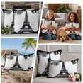thumbnail image 4 of Outdoor Pillow Covers Vintage Black White Building Eiffel Tower Waterproof Pillow Cases 20x12 Set of 2, Retro Stamps Throw Pillow Cover Pillowcase for Patio Balcony Couch Garden, 4 of 9