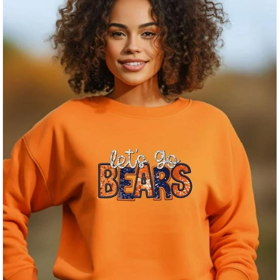 Let's Go Bears Sweatshirt (Faux Sequin, Glitter & Embroidery), Chicago Team, Bears Sweatshirt, Sports, Fan Sweatshirt, Team Sweatshirt, Gift