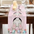 thumbnail image 3 of Table Runners 90 Inches Long Dress Scarves, Easter Bunny Farmhouse Coffee/Dining/Kitchen Table Runner for Living Room, Colorful Eggs Cute Rabbit Pink Country Wooden 13x90 Inch, 3 of 9