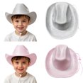 thumbnail image 7 of Kids Girls Boys Wide Brim Western Cowboy Cowgirl Hat with Wind Lanyard Hat, 7 of 7