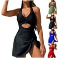 thumbnail image 1 of Sentmoon Women's Swimsuits with Built in Bra Spaghetti Strap Sleeveless Women's Bikini Swimsuits Women's Solid Color Sling Comfortable Swimsuit Bikini Swimsuit for Tummy Control & Full Coverage, 1 of 4