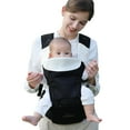 thumbnail image 2 of Bebamour Baby Carrier Newborn to Toddler-Baby Hip Carrier Front and Back Carry with Head Hood & 3 Pieces Teething Pads& Waist Extenders & Storage Bag (Black）, 2 of 10