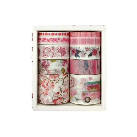 Wrapables Decorative Washi Tape Box Set (10 Rolls), Romantic Pink